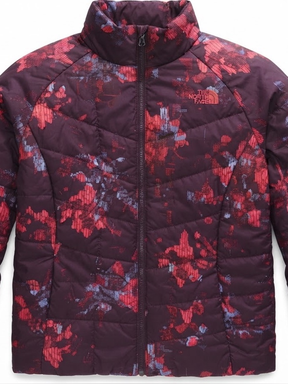 The North Face Women's Burgundy Brushstroke-Print Quilted Puffer